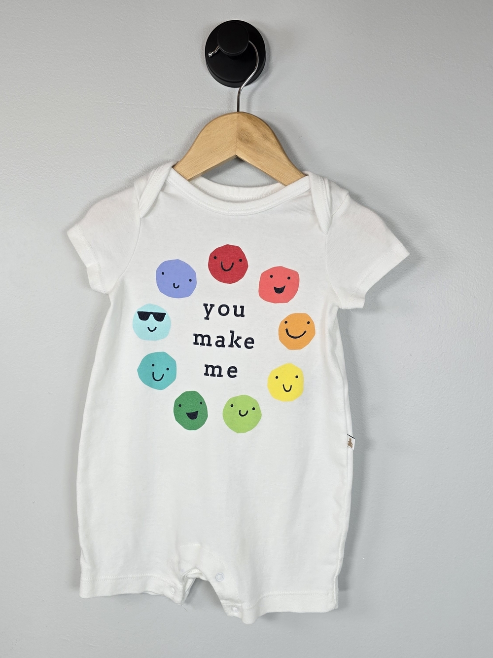 GAP White Baby One-Piece Romper with Colorful Smiley Faces